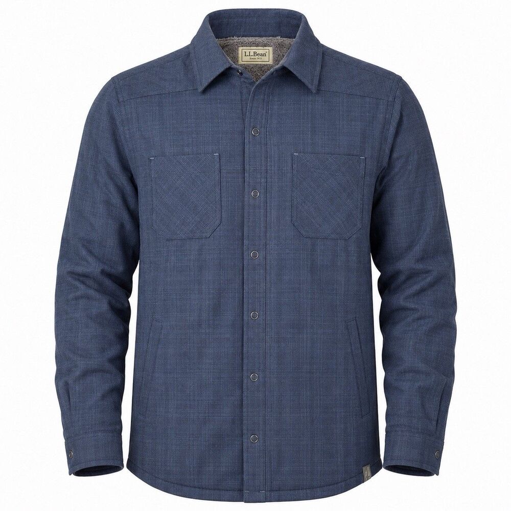 L.L.Bean Katahdin Hi-Pile Lined Shirt Jacket Mens L Carbon Navy 3M Thinsulate